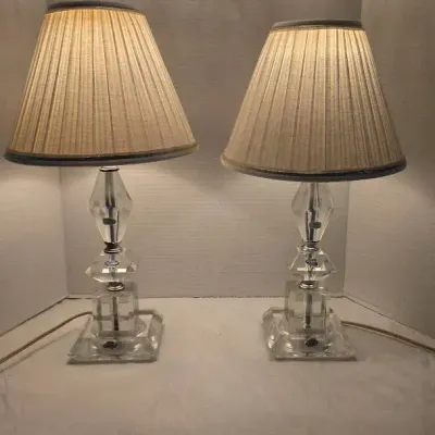Pair of Imported Hand Cut Lead Crystal Lamps