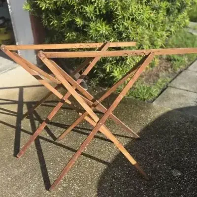 Pair Of Wooden Antique Pasting Trestle / Paperhanger Leg