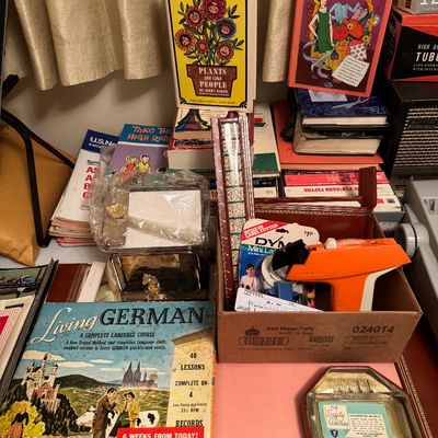 Vintage books and desk accessories

