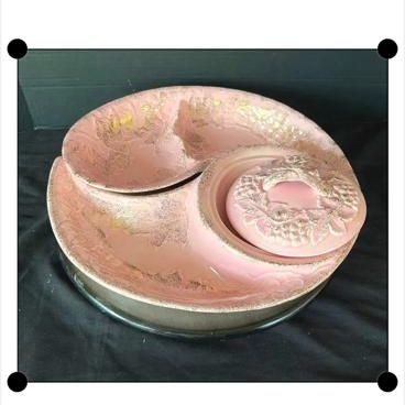 Vintage pink & gold appetizer lazy susan
