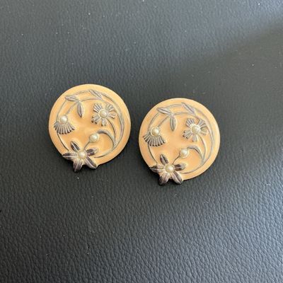 Sale Photo Thumbnail #84: Vintage peach colored enamel earrings 
Please see attached pictures