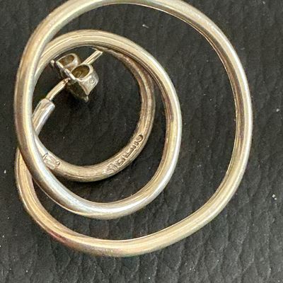 Sale Photo Thumbnail #179: Beautiful Vintage Sterling Silver wire swirl earrings marked 
Please see attached pictures