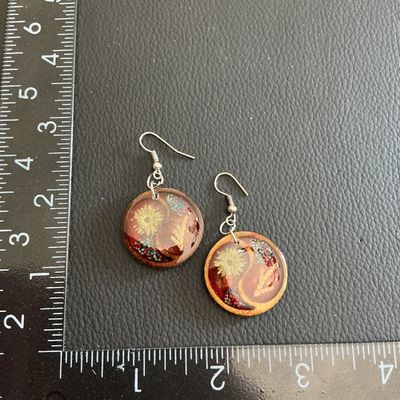 Sale Photo Thumbnail #109: Beautiful resin earrings with floral inserts 
Please see attached pictures