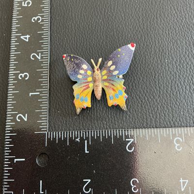 Sale Photo Thumbnail #72: Beautiful Vintage hand painted butterfly brooch 
Please see attached pictures