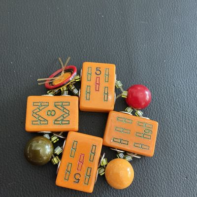 Sale Photo Thumbnail #231: Vintage Mahjong tile stretchy bracelet 
Please see attached pictures