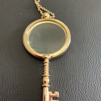 Sale Photo Thumbnail #40: Vintage style gold tone key magnifying glass pendant necklace 
Please see attached pictures