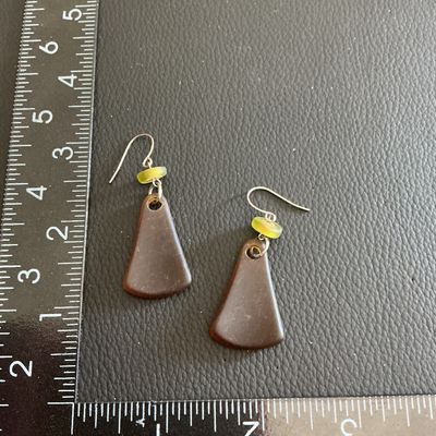 Sale Photo Thumbnail #102: Beautiful Vintage light brown sea glass earrings 
Please see attached pictures