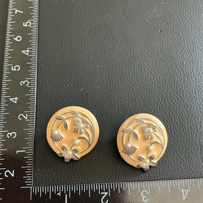 Sale Photo Thumbnail #87: Vintage peach colored enamel earrings 
Please see attached pictures