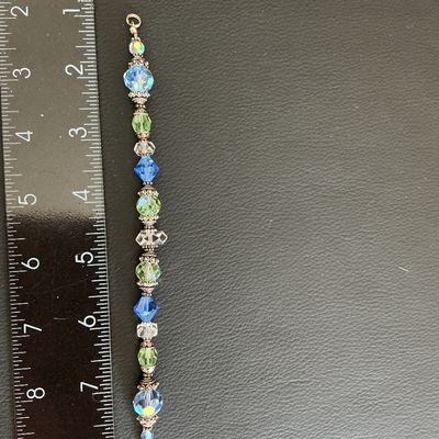 Sale Photo Thumbnail #73: Beautiful handmade blue and green faceted crystal beads bracelet 
Please see attached pictures