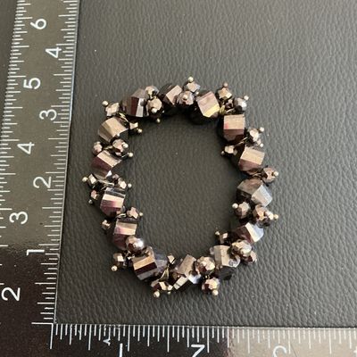 Sale Photo Thumbnail #156: Gunmetal faceted crystal stretchy bracelet 
Please see attached pictures