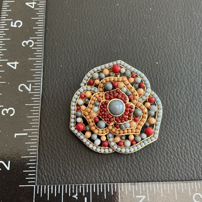 Sale Photo Thumbnail #42: Beautiful Vintage premier design flower brooch with multi colored beads 
Please see attached pictures