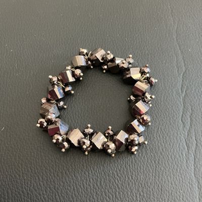 Sale Photo Thumbnail #153: Gunmetal faceted crystal stretchy bracelet 
Please see attached pictures