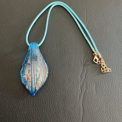 Sale Photo Thumbnail #62: Beautiful Blue Murano type glass pendant necklace 
Please see attached pictures