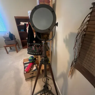 Industrial-style spotlight floor lamp