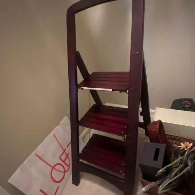 Folding wood stool