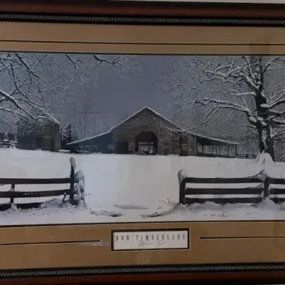 Framed Bob Timberlake Print, 44 1/2" X 29” "Winter's Gift", Professionally Framed