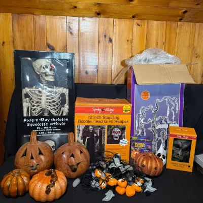 Halloween Decor Grim Reaper, Skeleton, and More Spooky Village Pumpkin Masters 