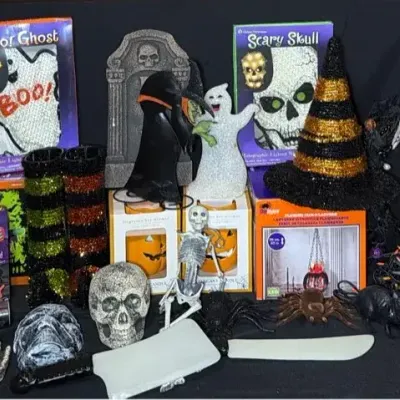 Halloween Decor Including Wreath, Lighted Pumpkin, Fragrance Warmers, and More Tuscany Candles