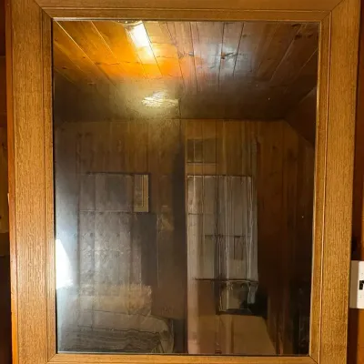 Light Brown Wood Framed Mirror