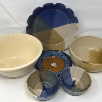 McCoy Banded Oven Ware and Other Marked Pottery Items 