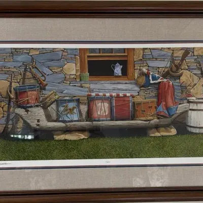 Bob Timberlake Framed Artwork “Distant Drums” (1992) 39”W x 26”H, Print 535/1000