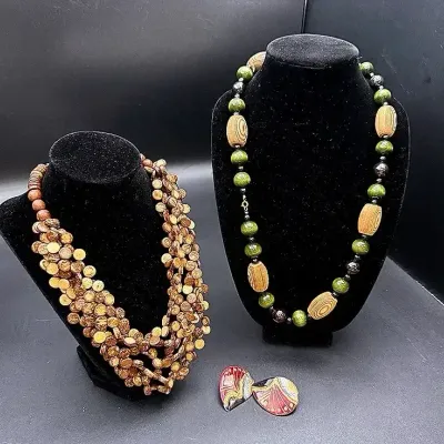 Nature-toned Necklaces And Hand-crafted Clip-on Earrings