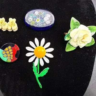 Floral Brooch And Pin Lot 