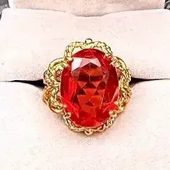 Vintage Orange Gemstone 14K Gold Cocktail Ring
