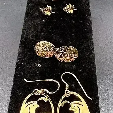 Gold-toned Earring Lot Featuring A Dangle Pair Of “Wild Bryde” Earrings