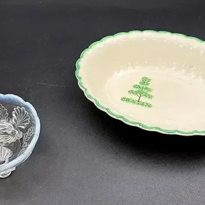 Vintage Glassware Featuring An Opalescent Footed Berry Bowl 