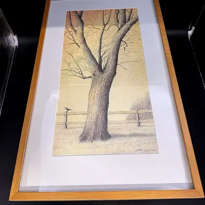 Signed Landscape Drawing By Allan Servoss