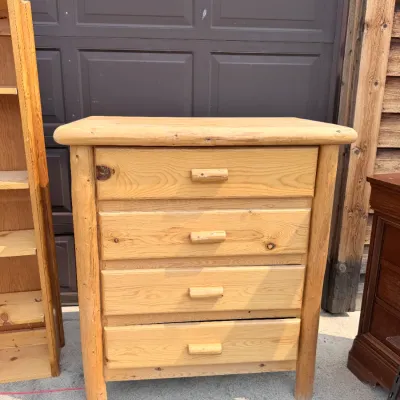 Sale Photo Thumbnail #4: Wood cabin style rustic side table