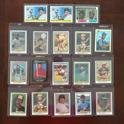 Vintage Baseball Cards. Mickey Mantle, Reggie Jackson, Lou Brock