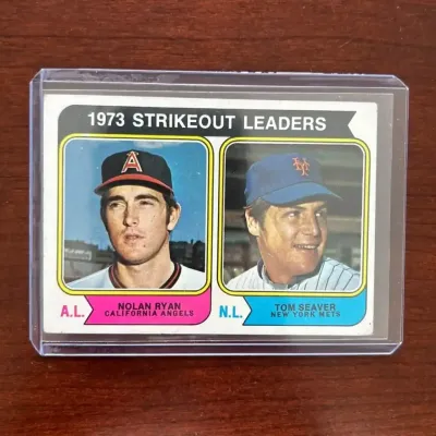 1974 Topps Baseball Card. Strikeout Leaders - Nolan Ryan & Tom Seaver. Card #207