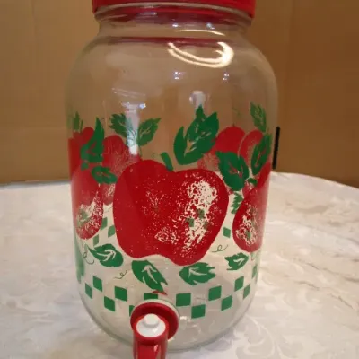 Sale Photo Thumbnail #134: Dispenser jar is 1 gallon, & has a pour spout as well as a spigot, canning jar is 1.5L