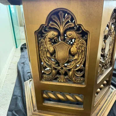 Another Vintage Ornate Accent Table / Pedestal – Antique Gold Finish