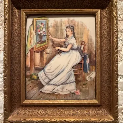 vintage Artini hand-painted sculptured engraving.