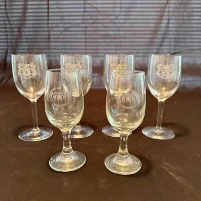 Les Amis du Vin And Centro Asturiano Hospital Baranded wine glasses 