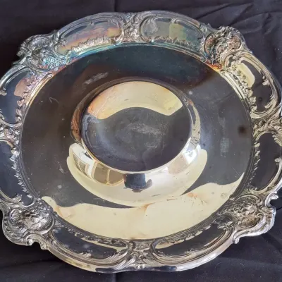 Vintage Silver-Plated Chip and Dip Platter