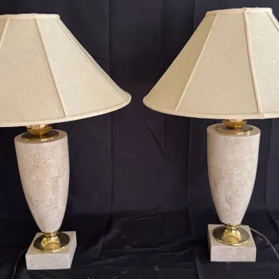 Vintage 1980s Postmodern Master Bedroom Set & Tessellated Stone Lamps (both Work)