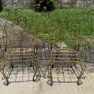 Vintage Metal Patio Dining Chairs – Set of 5