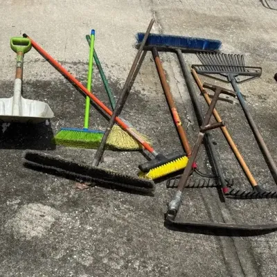 Large Lot of Garden & Yard Tools – Shovels, Rakes, Brooms & More