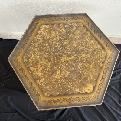 Vintage Ornate Accent Table / Pedestal – Antique Gold Finish