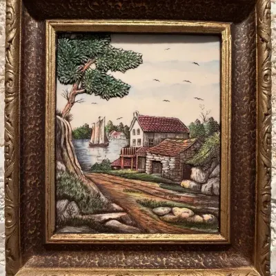  vintage Artini hand-painted sculptured engraving