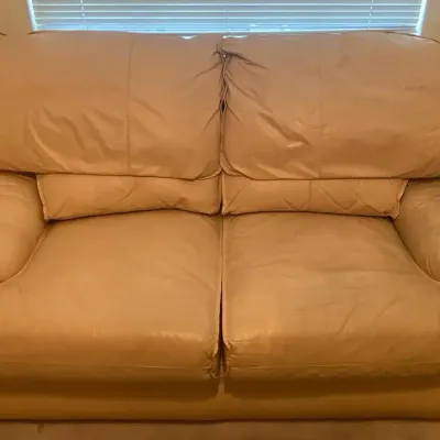 Fluffy Cream/Pink Color Loveseat(used)