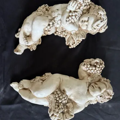Pair of Vintage Cherub / Angel Figurines – Decorative Sculptures