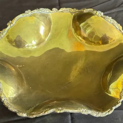 Vintage Hollywood Regency Brass Centerpiece Bowl