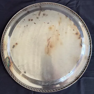 Vintage Round Silver-Plated Serving Tray