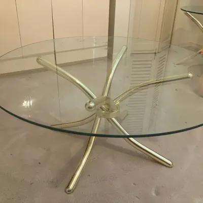Glass Topped Gold Accent Table with Metal Sculptural Base