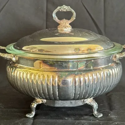 Vintage Silver-Plated Covered Casserole Dish